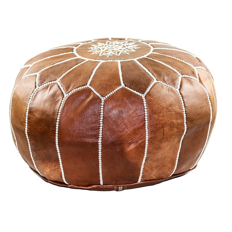Fiore Leather Pouf - Image 0