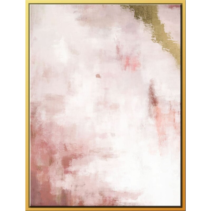 Blush Field, Gold Streak - Floater Frame Print on Canvas - 47.75" x 27.75" - Image 0
