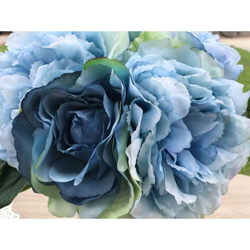 Faux Peonies/Roses/Hydrangeas Floral Arrangement in Vase - Image 1