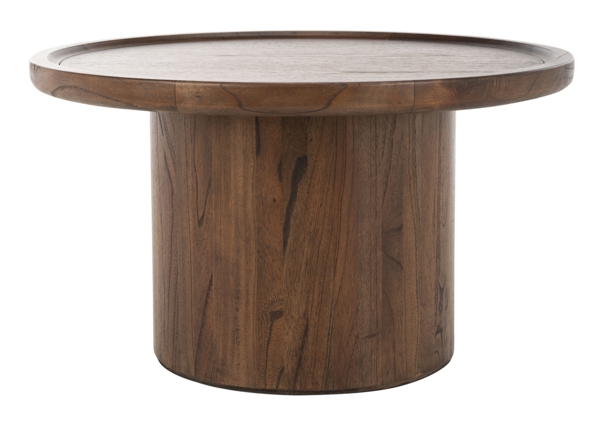 Devin Round Pedestal Coffee Table, Dark Walnut - Image 0