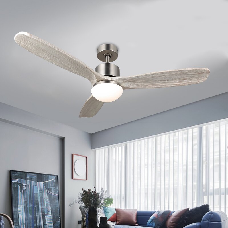 52" Mayna 3 - Blade LED Standard Ceiling Fan with Remote Control and Light Kit Included - Image 0