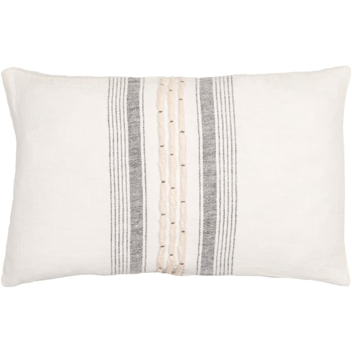 Linen Stripe Embellished LSP-001 13"L x 20"W Polyester Filled Pillow - Image 0