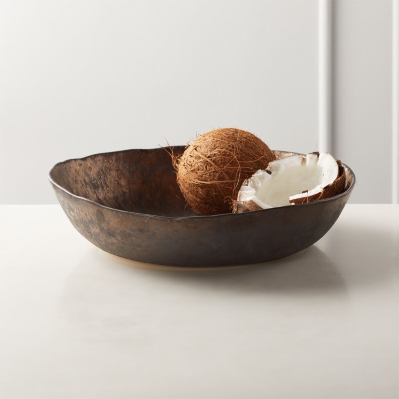 Damascene Bronze Metallic Serving Bowl - Image 1