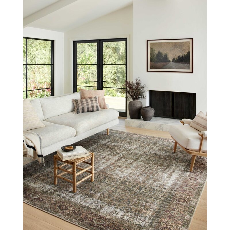 Georgie Oriental Moss/Salmon Area Rug - Image 1