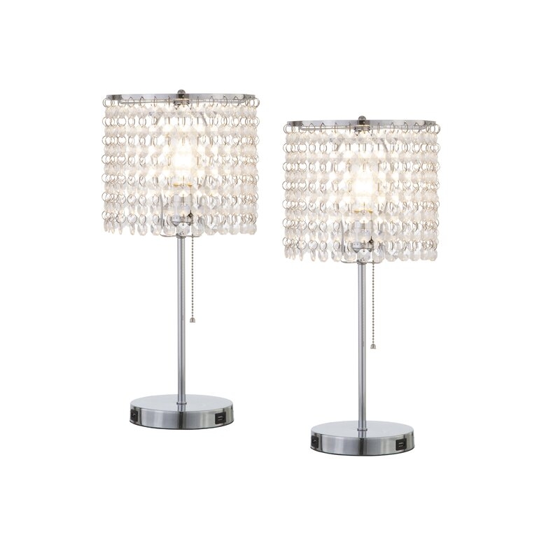 Fernada 19" Silver Table Lamp with USB (Set of 2) - Image 0