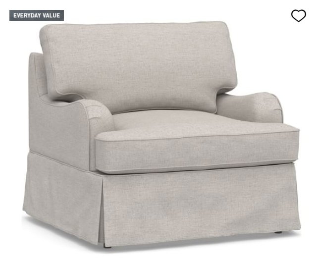 SoMa Hawthorne English Slipcovered Armchair, Polyester Wrapped Cushions, Heathered Twill Stone - Image 0