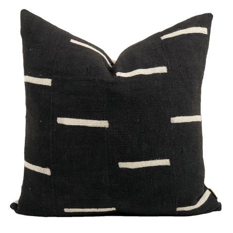 RAINEY ONE OF A KIND MUDCLOTH PILLOW, BLACK - Image 0
