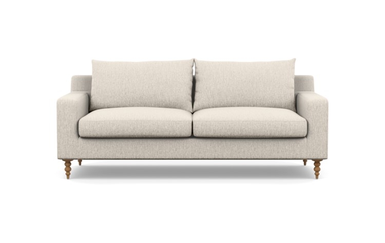 Sloan Fabric Sofa in Wheat with Natural Oak Tapered Turned Wood Legs - Image 0