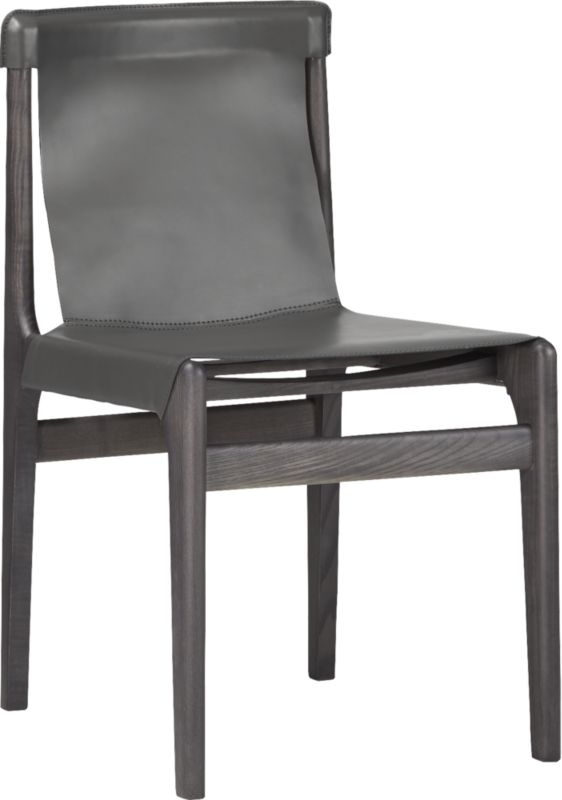 Burano Charcoal Grey Leather Sling Chair - Image 3