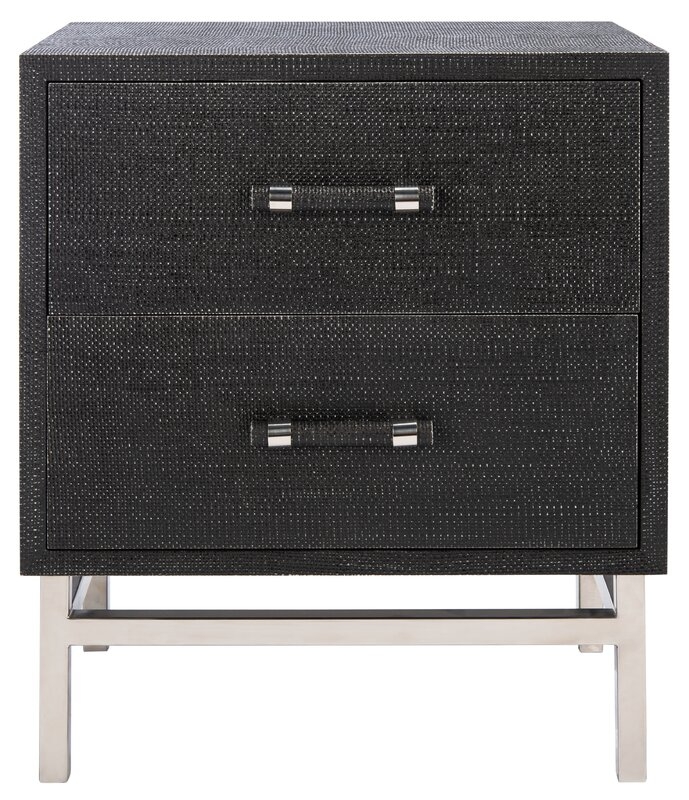 Safavieh Couture Furn 2 - Drawer Nightstand in Gray Color: Black - Image 0