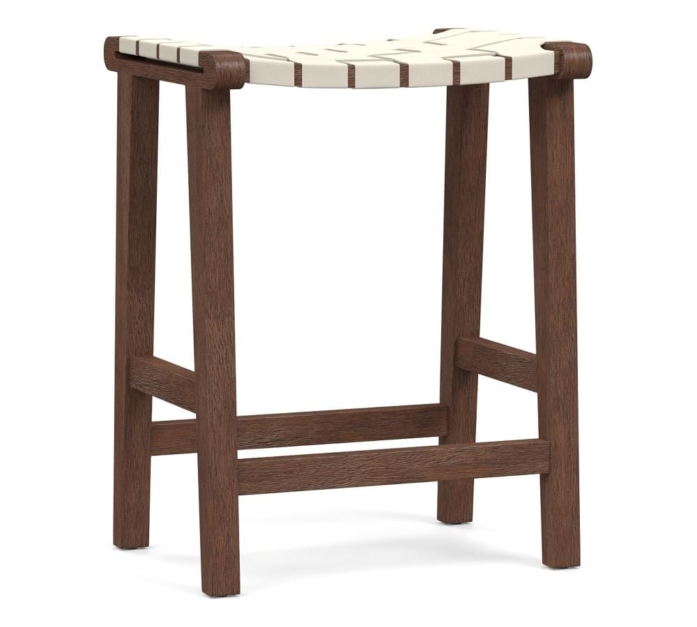 Fenton Leather Backless Counter Height Bar Stool, Coffee Bean Frame, Signature Chalk - Image 0