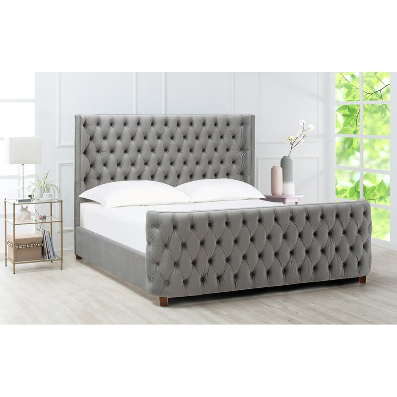 King White Janiyah Upholstered Standard Bed_ Opay Gray - Image 2