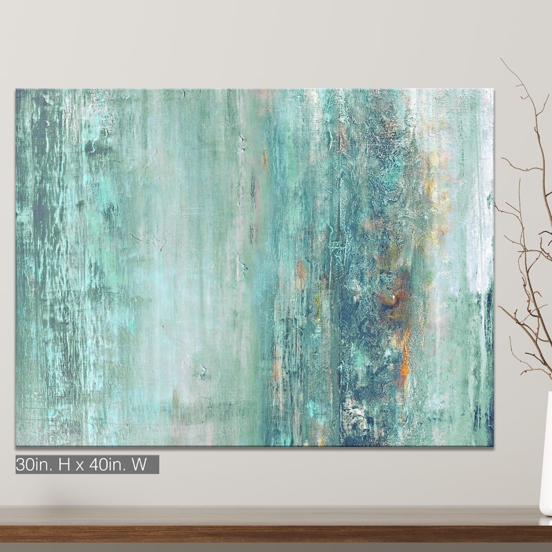 'Abstract Spa' Framed Graphic Art Print on Canvas in Aqua/Blue - Image 0