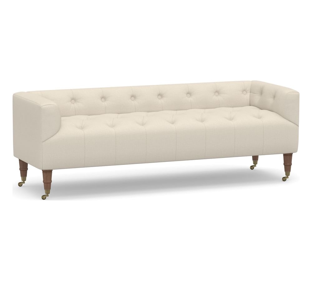 Colt Upholstered Settee, Polyester Wrapped Cushions, Performance Brushed Basketweave Ivory - Image 0