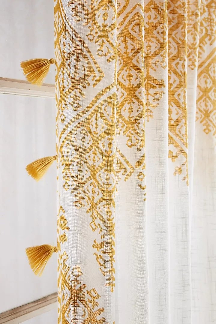 Adalet Curtain By Anthropologie in Yellow Size 50" X 96" - Image 1