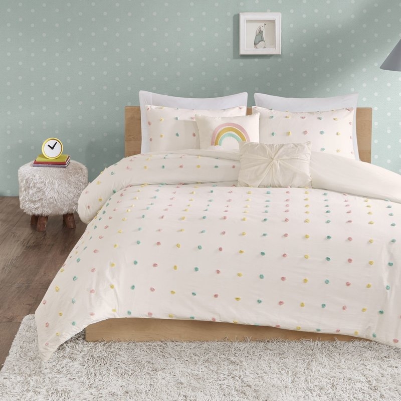 Littlehampt Cotton Jacquard Pom Pom Comforter Set - Image 0