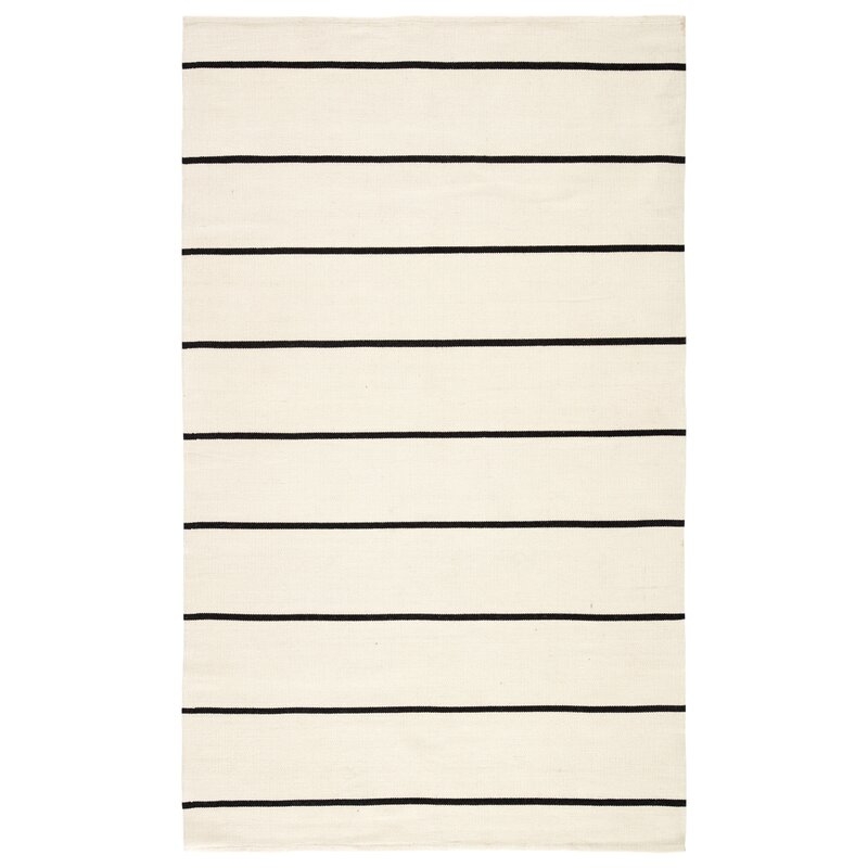 Mcfadden Stripes Handwoven Flatweave Ivory/Black Indoor/Outdoor Area Rug - Image 0