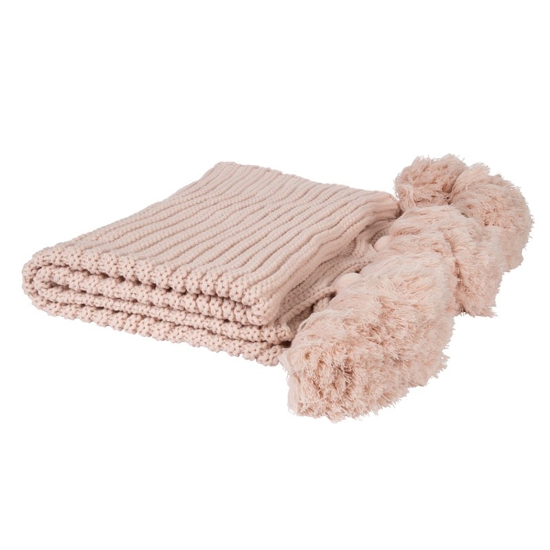 August Grove Dorcheer Chunky Ribbed Knit Throw Blanket in Dusty Pink - Image 2