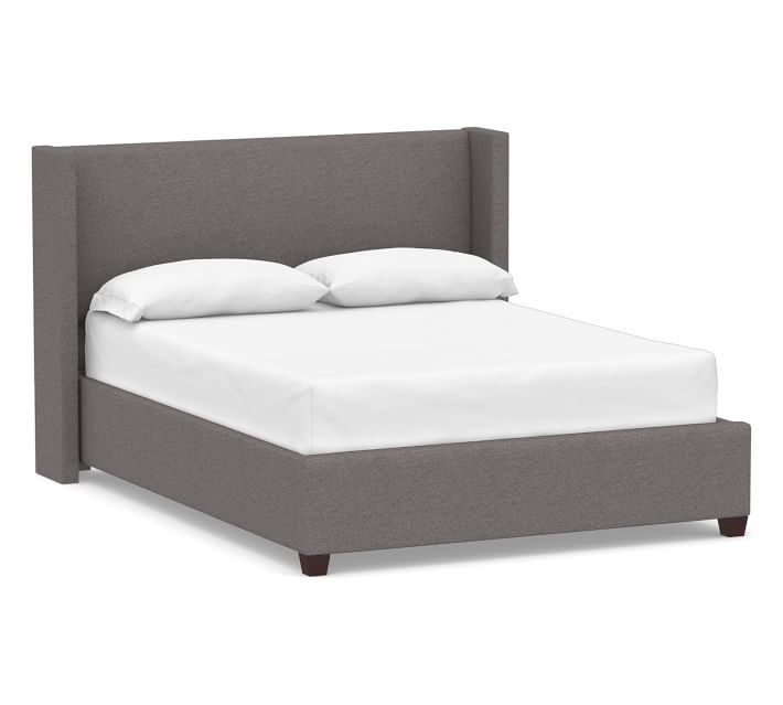 Elliot Shelter Upholstered Bed, King, Brushed Crossweave Charcoal - Image 0