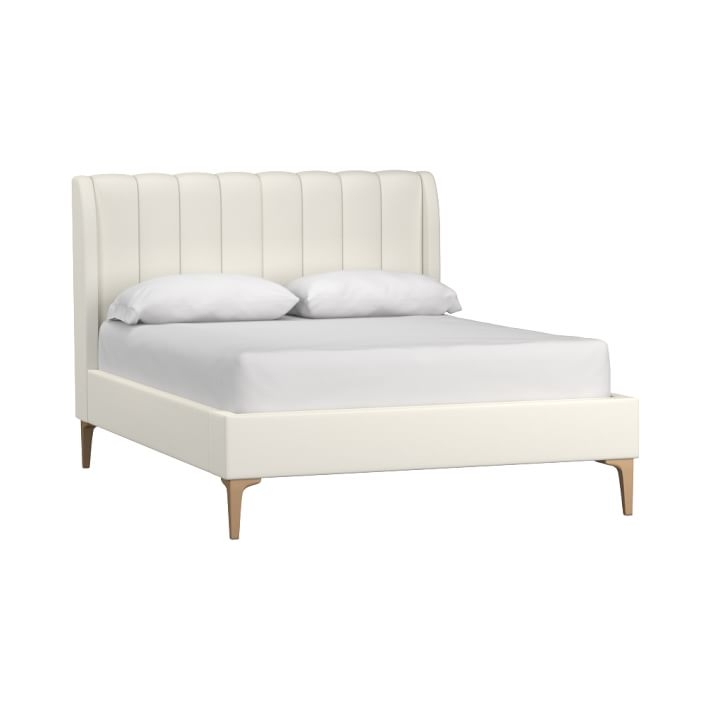 Avalon Channel Stitch Upholstered Bed, King, Lustre Velvet Linen - Image 0