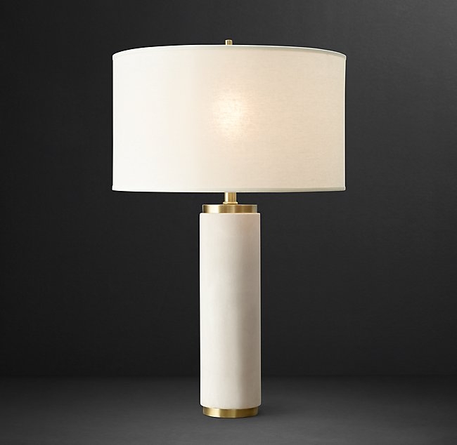 CYLINDRICAL COLUMN LIMESTONE TABLE LAMP - Image 0
