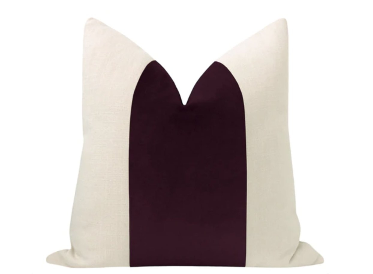 Panel Classic Velvet Pillow Cover, Mulberry, 18" x 18" - Image 0