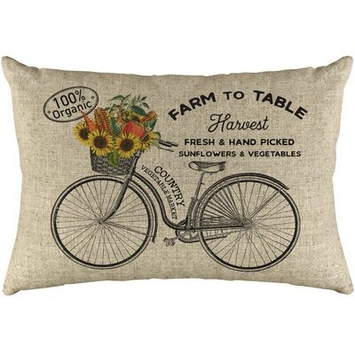 Zephyrine Farm to Table Bike Linen Lumbar Pillow - Image 0
