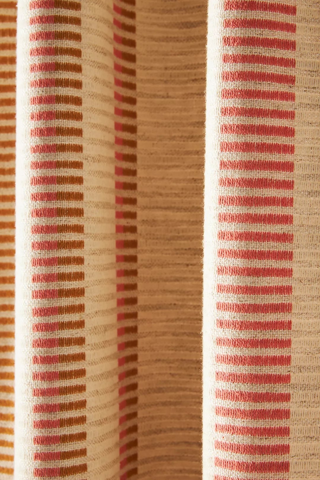 Pieced Stripe Curtain, 96" X 50", Coral/Spice - Image 1