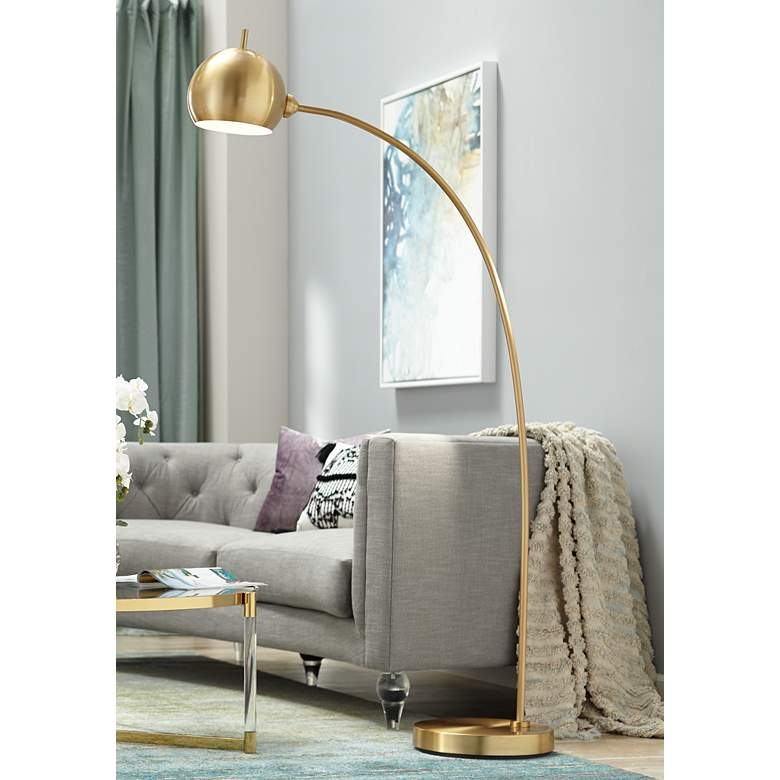 Possini Euro Ardeno Brass Finish Modern Arc Floor Lamp - Image 2