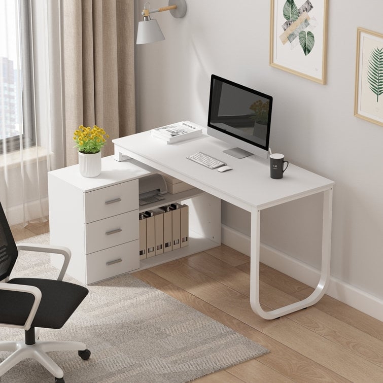 Upgrated L-Shaped Computer Desk With Strong Storage - Image 0