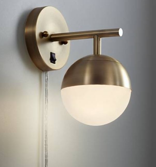 Luna Antique Brass Globe Pin-Up Wall Lamp - Image 0