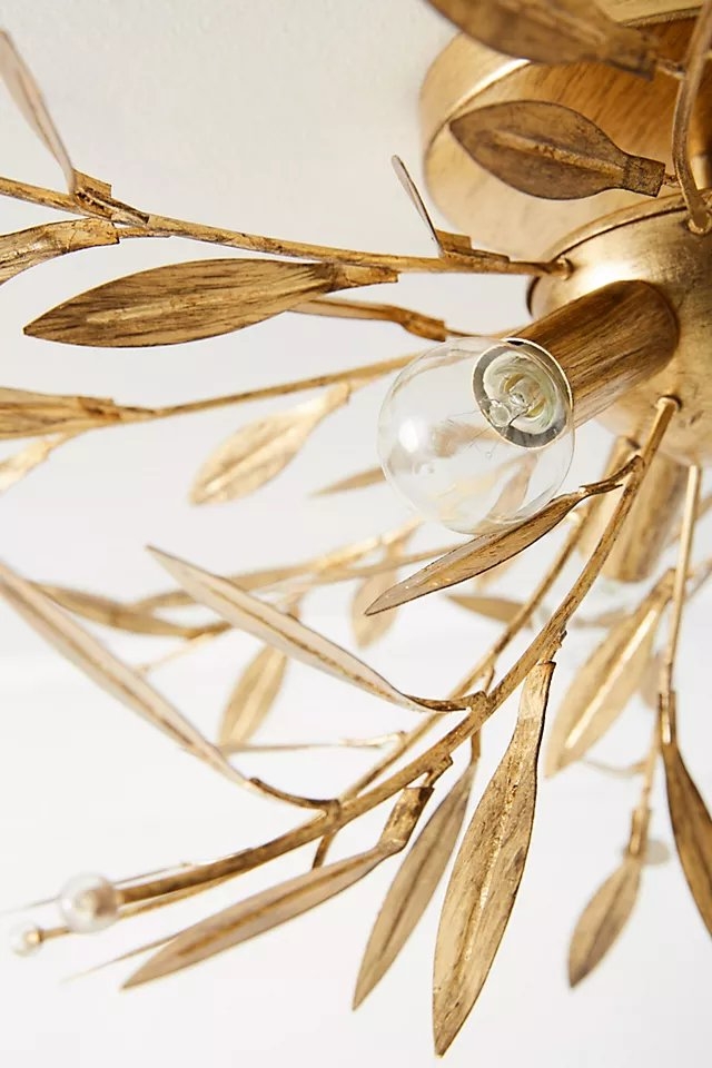 Willow Leaf Semi-Flushmount By Anthropologie in Gold - Image 2