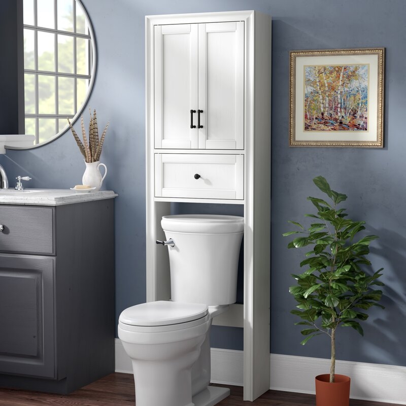 Jesse 22" W x 72" H x 11" D Solid + Manufactured Wood Free-Standing Over-the-Toilet Storage - Image 4