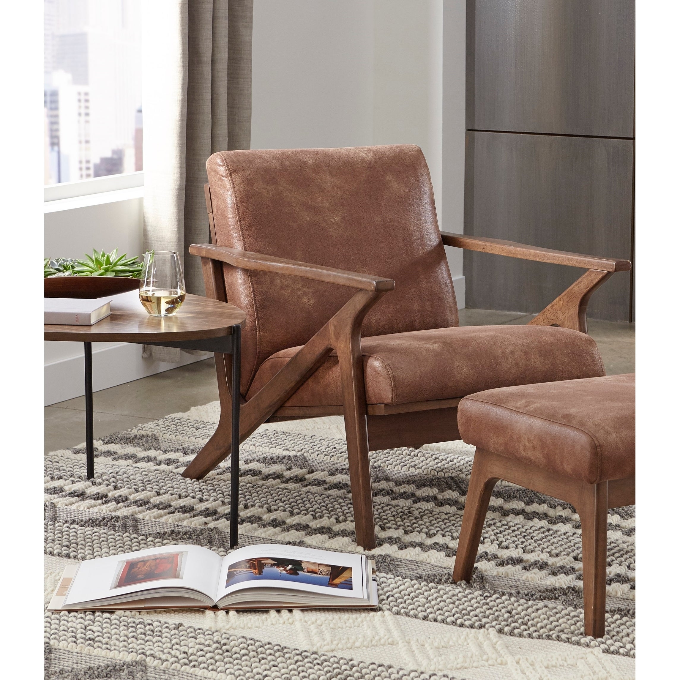Simple Living Bianca Mid-century Solid Wood Chair - Camel Brown - Image 0