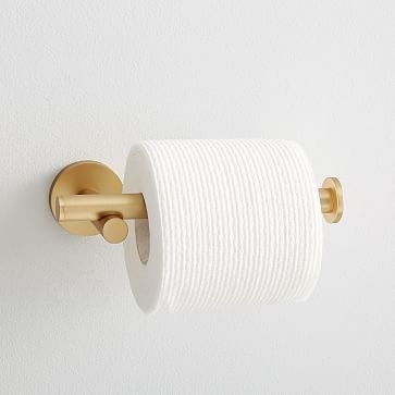 Modern Overhang Toilet Paper Holder, Antique Brass - Image 0