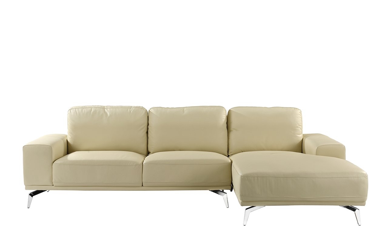 Gayden Leather Sectional - Right Hand Facing - Beige - Image 0