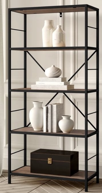Macon 63'' H x 29.88'' W Steel Etagere Bookcase - Image 0