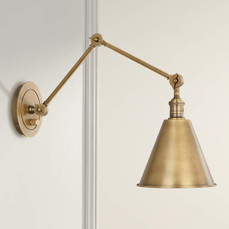 Robert Abbey Alloy Warm Brass Plug-In Swing Arm Wall Lamp - Image 0