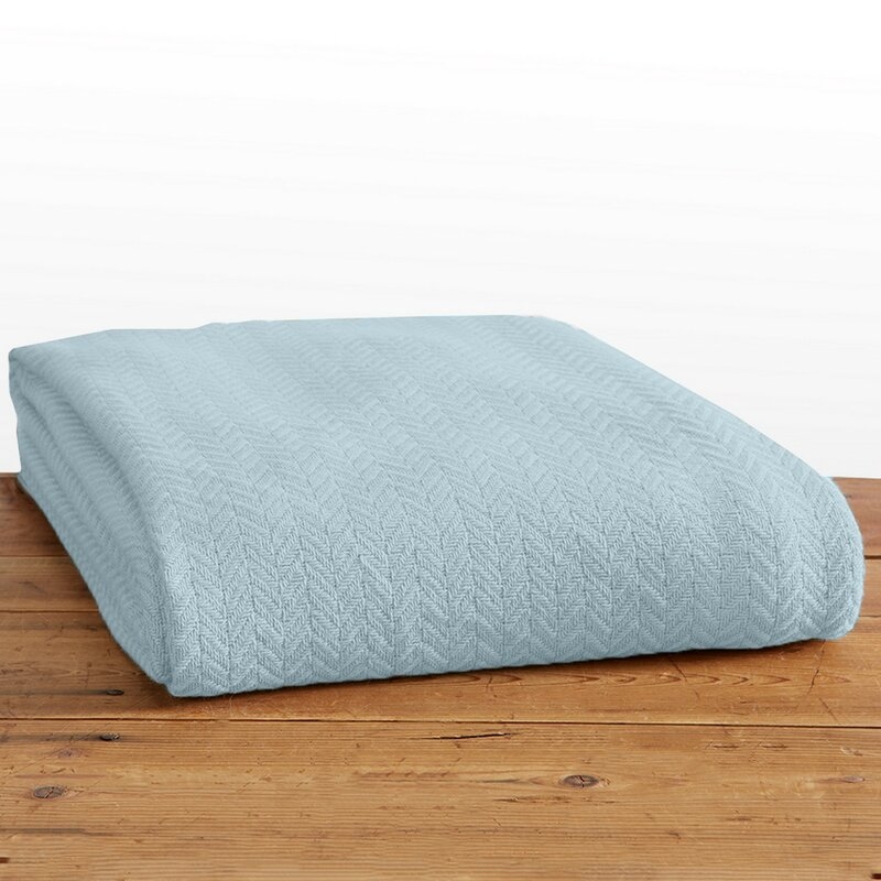 Holli Cotton Blanket- Pale Blue-King - Image 1