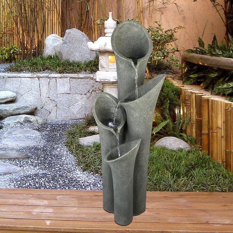 Resin Indoor/Outdoor Waterfall Fountain with Light - Image 1