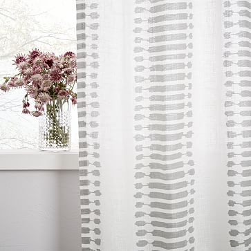 Striped Ikat Curtain, Platinum, 48"X84" - Image 2