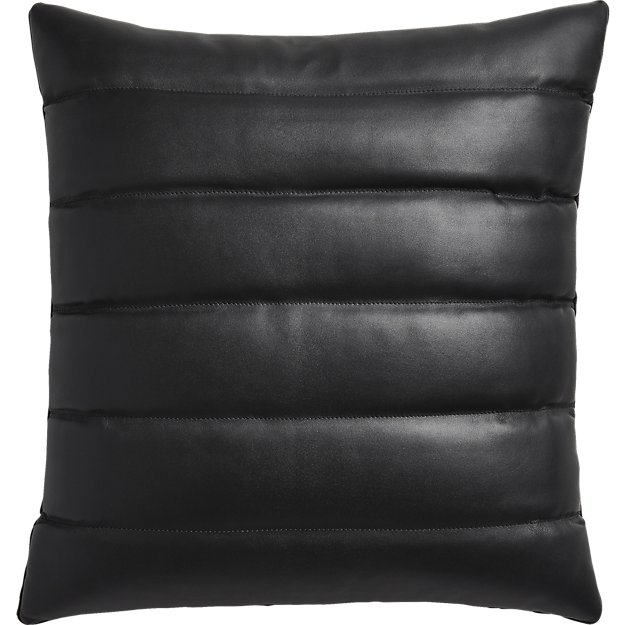 "18"" izzy black leather pillow with down-alternative insert" - Image 0
