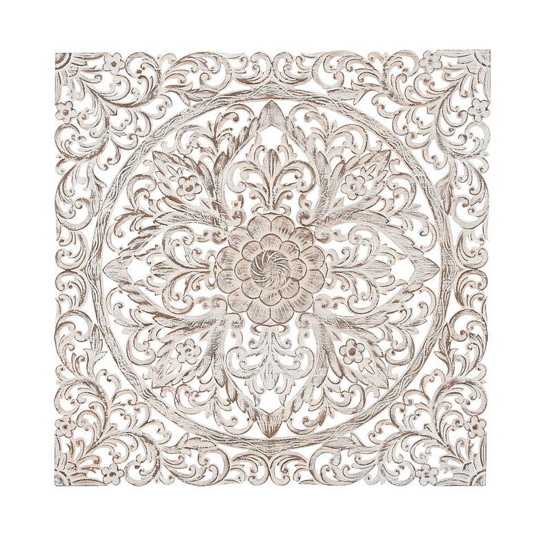 Traditional Carved Floral Medallion Wall Decor - Image 0