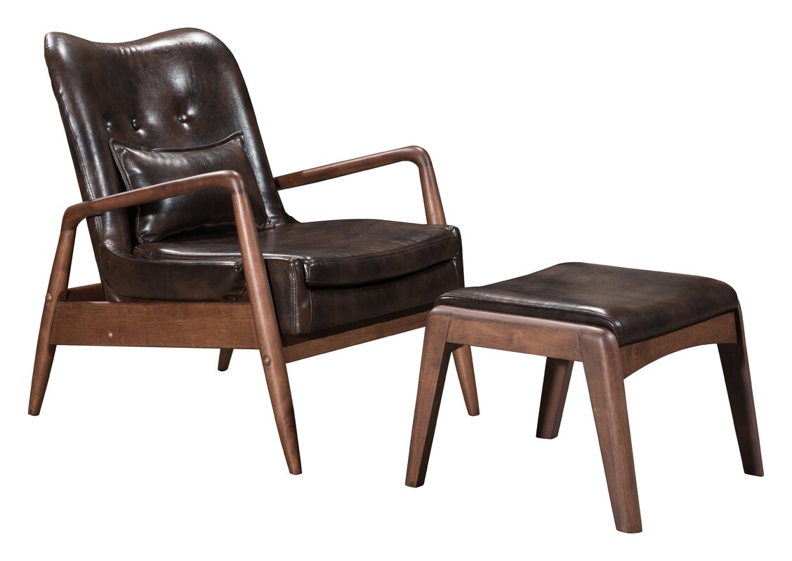 Brown Marlowe Lounge Chair and Ottoman - Image 0