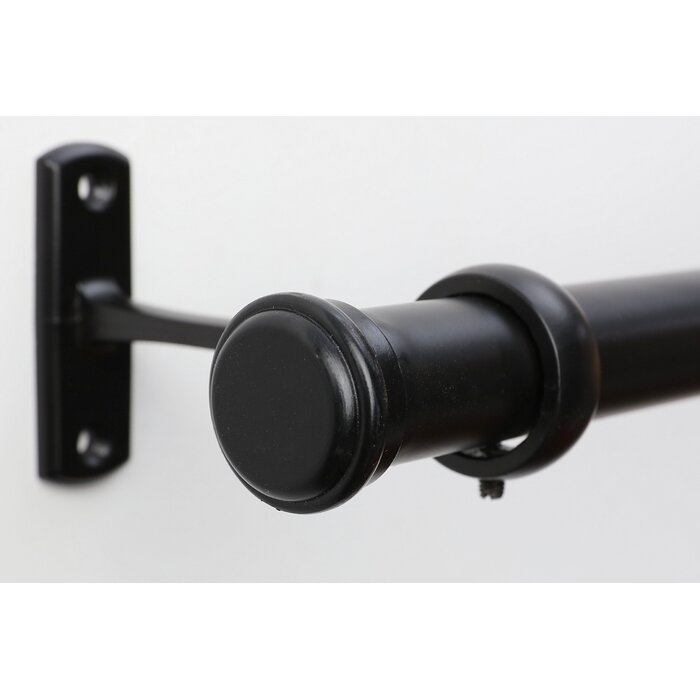 Axia Black Adjustable 1" Single Curtain Rod 48'' - 86'' - Image 1