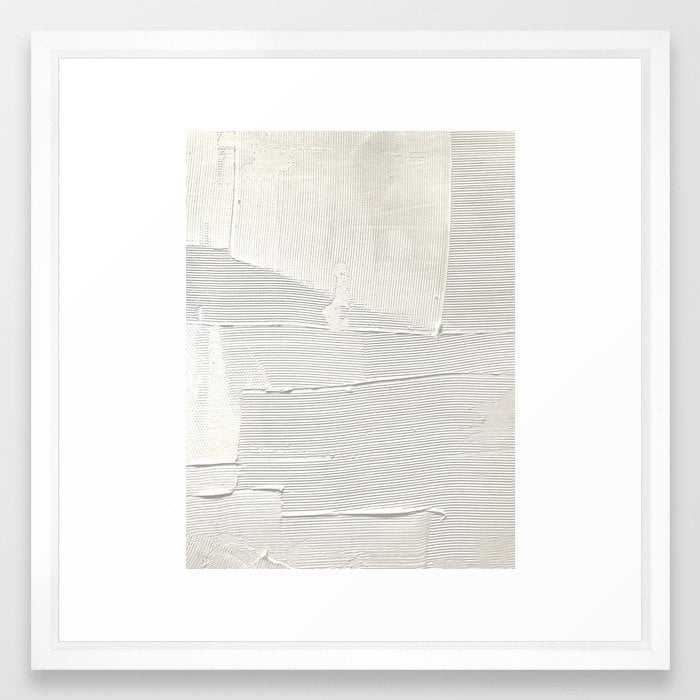Relief [1]: an abstract, textured piece in white by Alyssa Hamilton Art Framed Art Print - Image 0