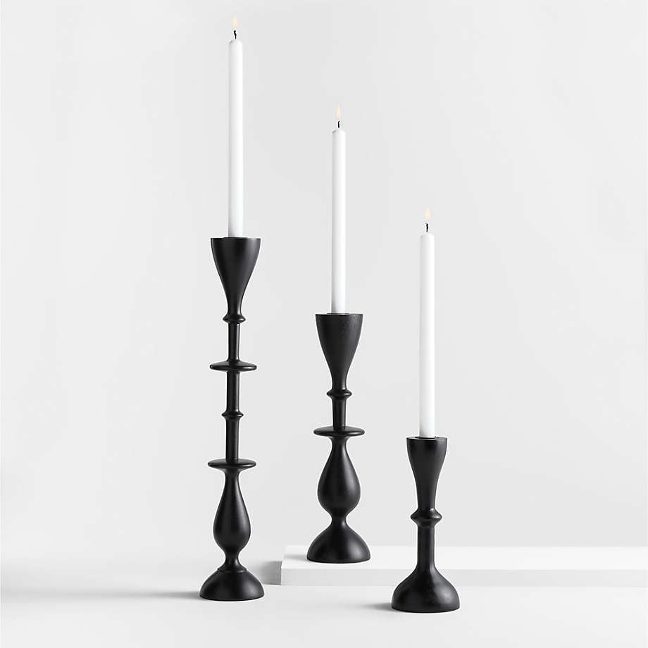 Vantaa Black Taper Candle Holders, Set of 3 - Image 0