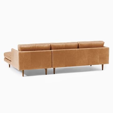 Haven Loft Leather 2-Piece Chaise Sectional/ Cognac, Stetson Leather/ Left Arm, Right Facing 2-Piece Chaise Sectional - Image 1