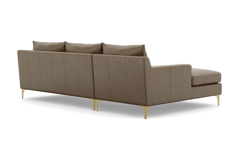Sloan Leather Sectional Sofa with Left Chaise - 96" - Pecan Leather - Brass Plated Leg - Image 2