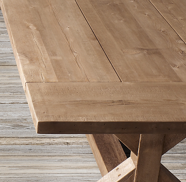 SALVAGED WOOD X-BASE RECTANGULAR EXTENSION DINING TABLE - Image 3